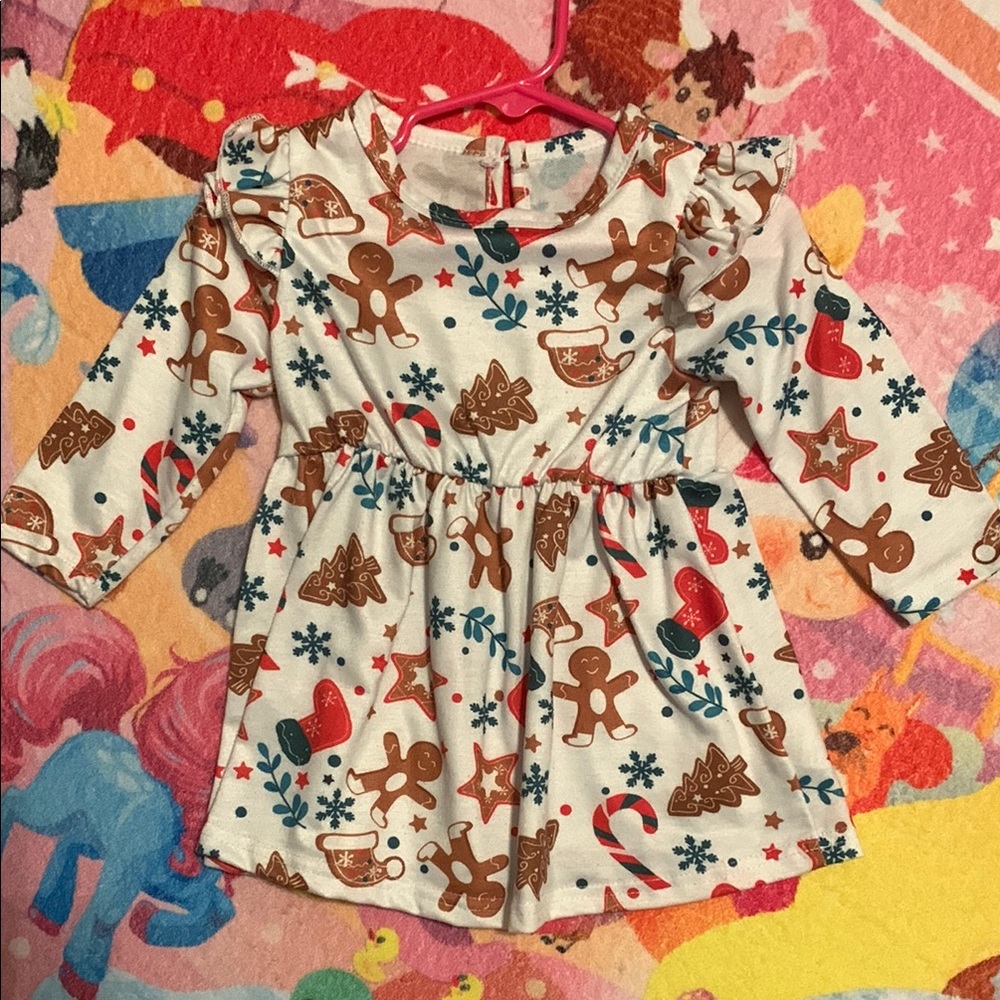 Festive Gingerbread Print Dress 18-24 months baby girl